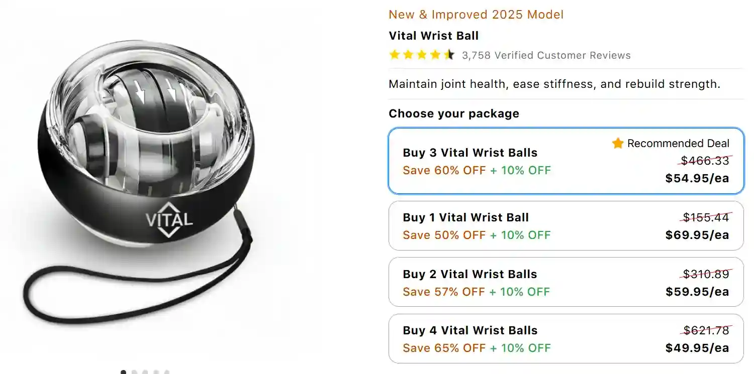 Vital Wrist Ball Pricing